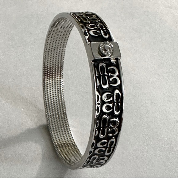 COACH || Chrome & Black Monogram Bangle Bracelet - Picture 2 of 11